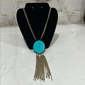 Turquoise Pendant Necklace with Gold Chain